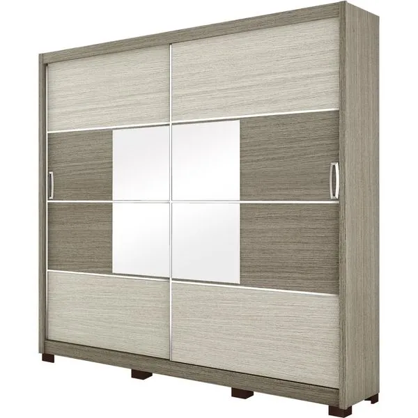 Guarda-roupa 2 Portas 4 Gavetas com Espelho e Pés - Moval Lisboa Carvalho / Avelã