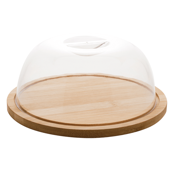 Queijeira com Tampa, Plástico com Bambu, Natural, 18cm - 1365