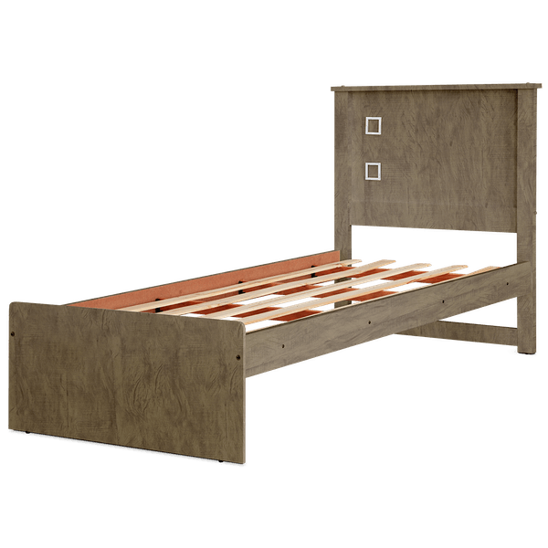 Cama de Solteiro em MDF/MDP, Pintura Semi Brilho - Barcelona Carvalho