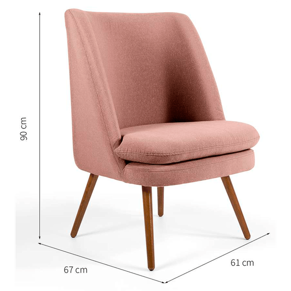 Poltrona MDF e OSB, 1 Lugar, Pés Eucalipto Envernizado - Persia 794901 Rosé