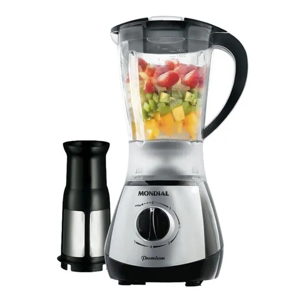Liquidificador Mondial Premium Silver, 400W, 4 Lâminas, 5 Velocidades, 2,1 L - NL-51 110V