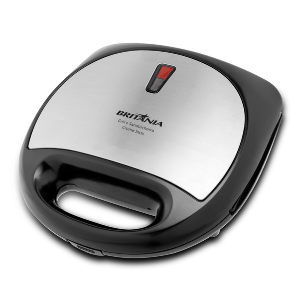 Sanduicheira e Grill Crome, 750W, Luz Piloto, Placas Onduladas Antiaderentes, Base Antiderrapante, Inox 110V