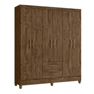 Guarda Roupa Roupeiro Panamá 6 Portas 2 Gavetas Produzido em Material Mdp Moval Castanho