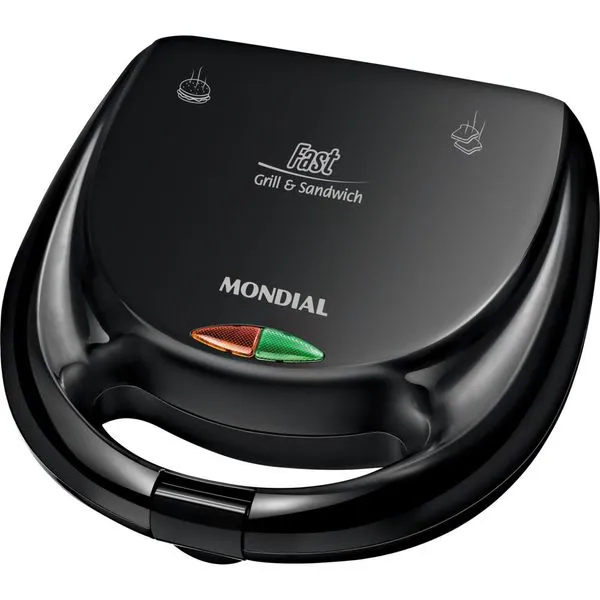 Sanduicheira Mondial Fast Grill e Sandwich, 750W, Chapa Antiaderente - S-12 110V