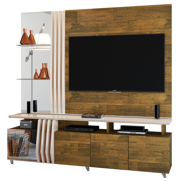 Rack com Painel Donna em MDF com Espelho para TV até 55'' Dj Móveis Demolição / Off White