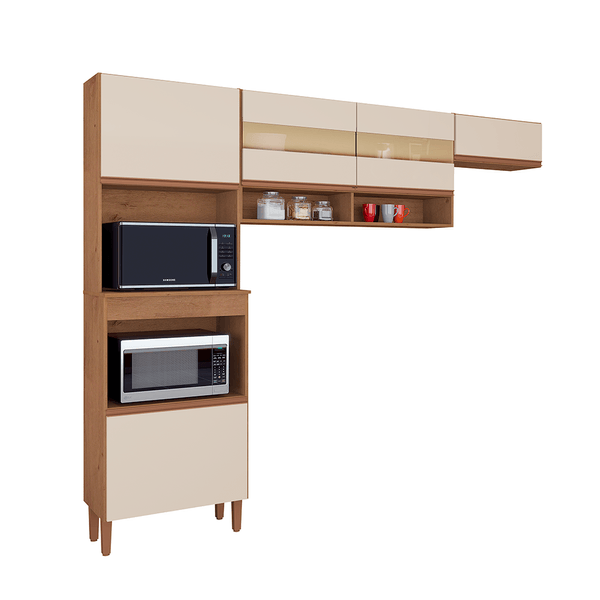 Cozinha Veneza MDP 5 Portas 2 Prateleiras Corrediças Telescópicas Atualle Móveis Off White