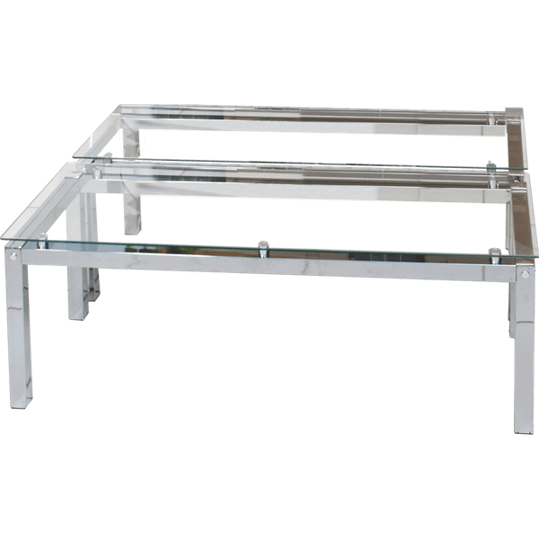 Mesa de Centro com Tampo em Vidro, Pés em Metalon - Modecor Titânio Cromado