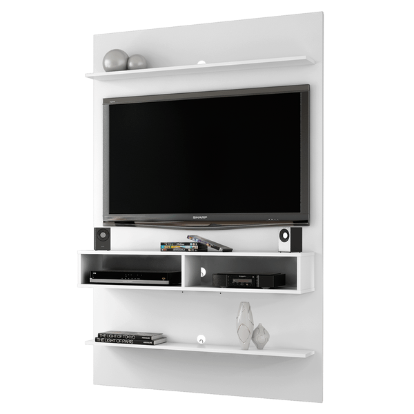 Painel para TV de até 47'', em MDP, 4 Prateleiras, 2 Nichos - Vega Branco