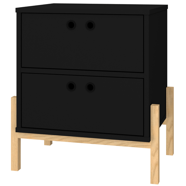 Mesa de Cabeceira em MDP 15mm, 2 Gavetas - BHO 111-182 Preto