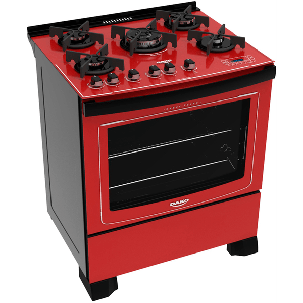 Fogão 5 Bocas de Piso Dako Turbo Glass, Vermelho - Dakolors DP5VTP-HT0 Bivolt