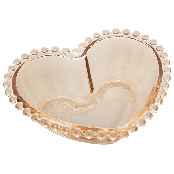Conjunto Bowl Cristal Coração Pearl, Âmbar, 2 Peças, 15x13x5cm - 28398
