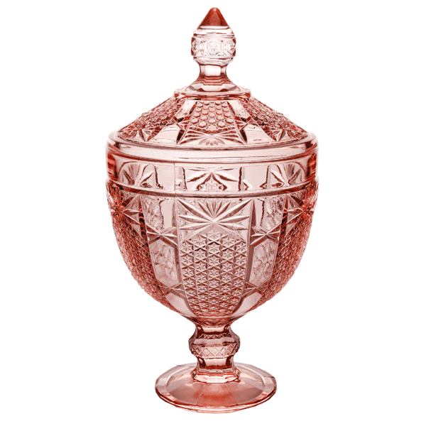 Potiche Decorativo Wolff Princess, Com Pé, Cristal, Rosa, 15x32cm - 27961