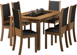 Mesa de Jantar, MDF / MDP / Vidro, 7 Peças - Madesa Dakar Rústico / Preto