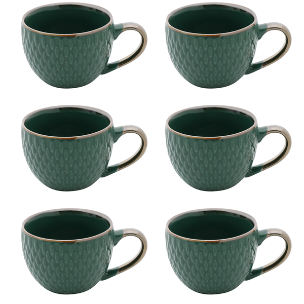 Jogo de Xícaras para Café Bon Gourmet Verde, 6 Peças, Porcelana - 27609