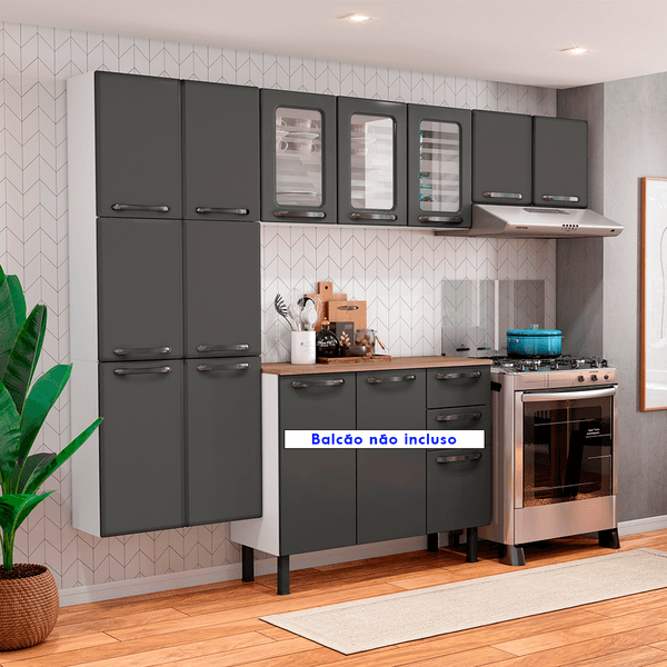 Cozinha Firenze 3 Peças Aço 11 Portas Colormaq Cinza