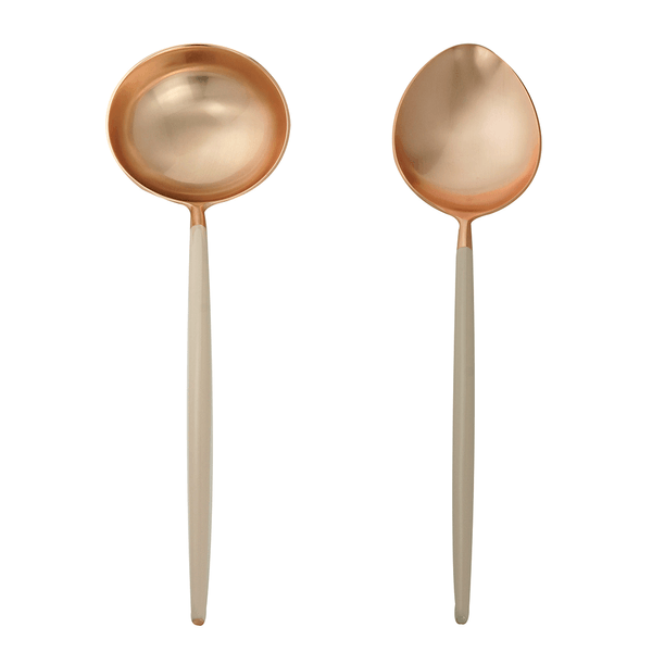 Conjunto para Servir Tokyo Wolff, 2 Peças, Com Colher e Concha, Aço Inox, Rose / Nude - 71643