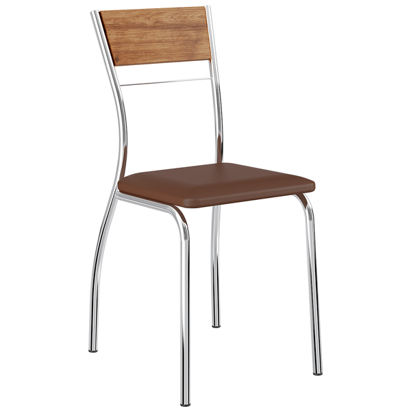 Conjunto de 2 Cadeiras com Tecido Napa, Aço Cromado - Carraro 1721 Cacau