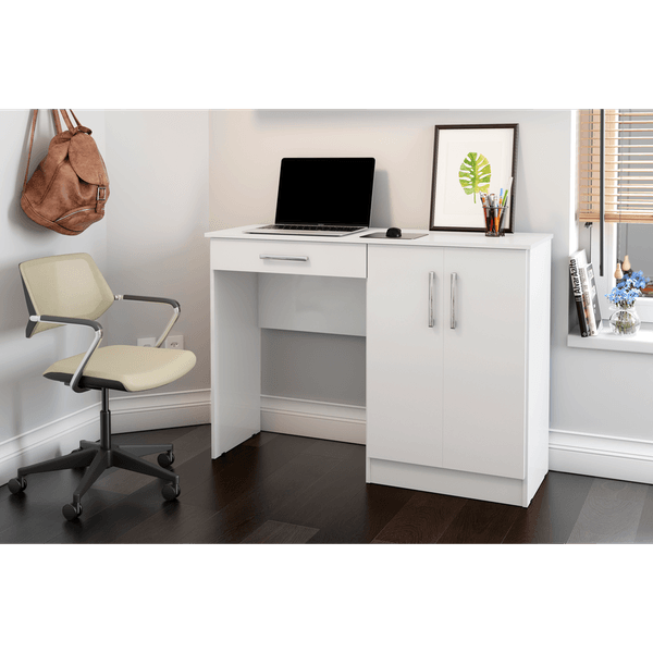 Mesa para Computador em MDP, 1 Gaveta, 2 Prateleiras - Space Branco
