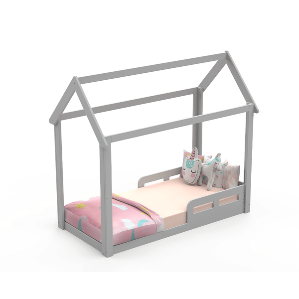 Cama Infantil Montessoriana Casinha MDF Verniz Fotocurado Branco Carolina Baby Branco