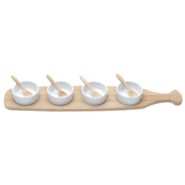 Jogo de Molheiras Bamboo Lyor, 9 Peças, Com Bandeja, Com Colheres - 6756