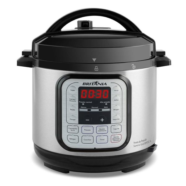 Panela de Pressão Elétrica Britânia 5 Litros BPP02G Prata com Preto 220V