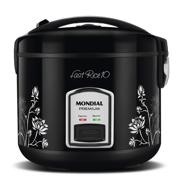 Panela Elétrica de Arroz Mondial PE44, 10 Xícaras, Revestimento Antiaderente, Preto - 64154 110V