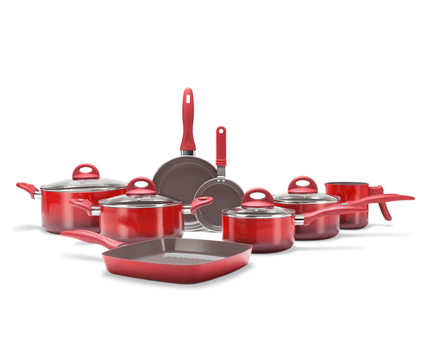 Jogo de Panelas Life Smart Plus Brinox , 8 peças, Aluminío, Vermelho - 4791/10