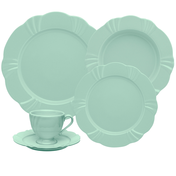 Conjunto de Jantar e Chá Soleil Vale Oxford, 20 Peças, Porcelana, Verde - W613-9807