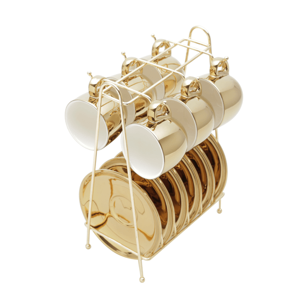 Jogo de Xícaras para Café Wolff Versa, 6 Peças com Suporte, Porcelana - 35524
