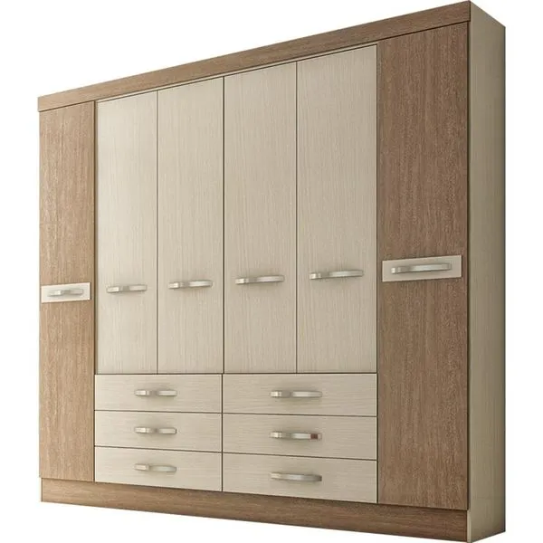 Guarda-roupa 6 Portas 6 Gavetas 8 Pés - Moval San Diego Carvalho / Avelã