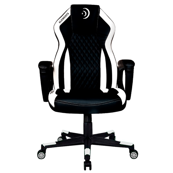 Cadeira Gamer, Altura Ajustável, Couro Sintético, Encosto Reclinável - Elemental Aer Branco / Preto
