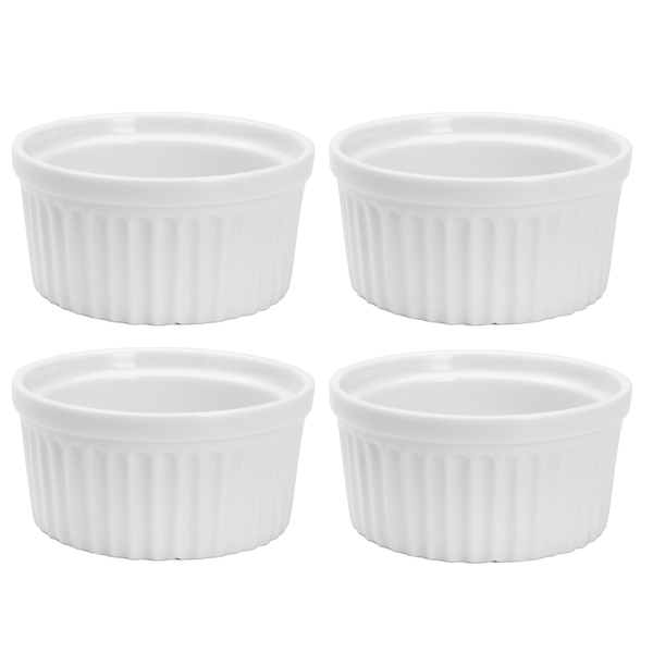 Conjunto de Ramequins da Bon Gourmet, Porcelana, Branco, 4 Peças, 8 x 4 cm - 26430