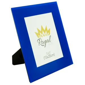 Porta-Retrato Retangular da Royal, 15x20cm, Vidro, Azul - 61058