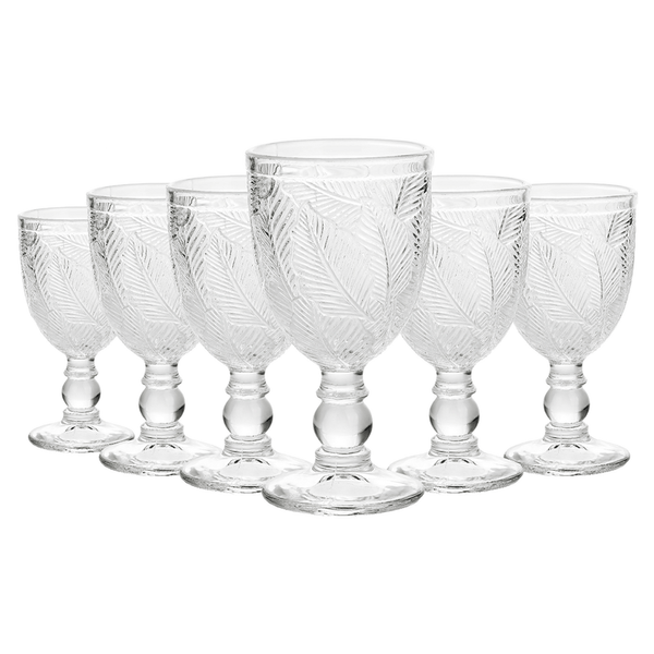 Conjunto de Taças para Vinho Tinto Folhas, 6 Peças, Vidro, 350ml - TCVI072