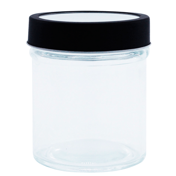 Pote Multiuso Lyor, 350ml, Vidro e Acrílico, Transparente/Preto - 1257