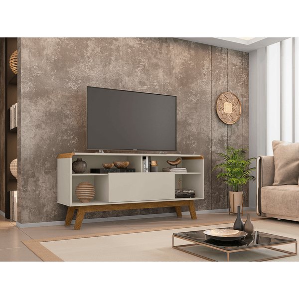 Rack para TV 55'', MDP/MDF, 1 Prateleira, 1 Porta - Lazuli Retrô Off-White