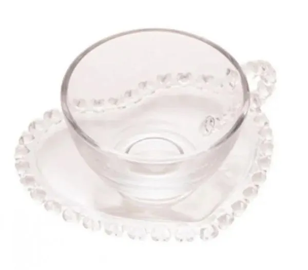 Xicara de Cha Com Pires De Coração De Cristal 170ml - Lyor