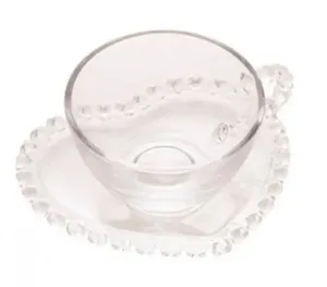 Xicara de Cha Com Pires De Coração De Cristal 170ml - Lyor