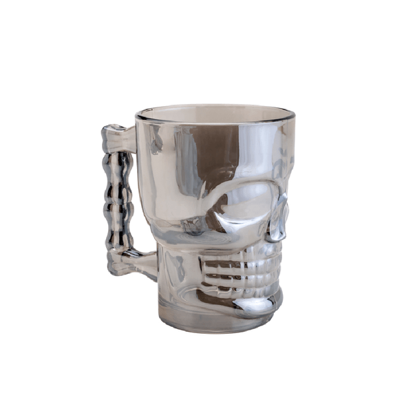 Caneca para Chopp/Cerveja Caveira Rock Style, Vidro, 510ml, Cinza - 7624