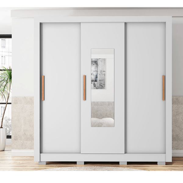 Guarda Roupa Chile Lux 3 Portas 2 Gavetas MDP 6 Pés em PVC Corrediças Metálicas Branco
