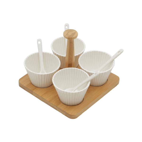 Jogo de Molheiras Bamboo Bon Gourmet, 9 Peças, Com Suporte - 35501
