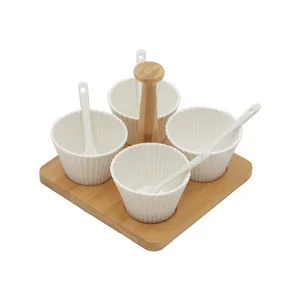 Jogo de Molheiras Bamboo Bon Gourmet, 9 Peças, Com Suporte - 35501