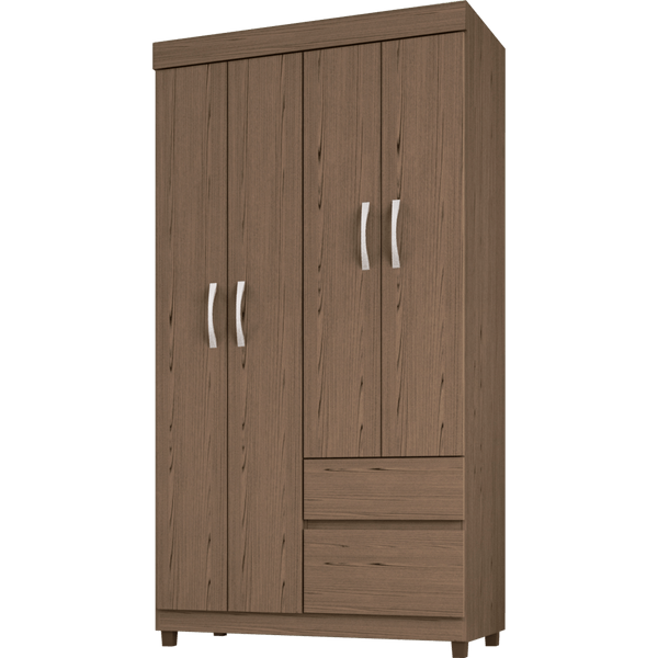Guarda-roupa 4 portas, 2 gavetas, com Cabideiro - Demóbile Lotus Cappuccino Touch