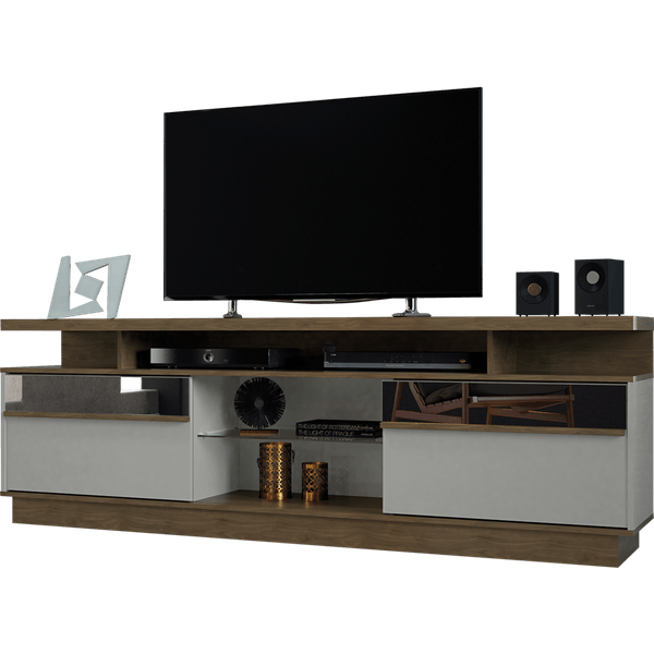 Rack em MDF e MDP, para TV de 65'', 2 Portas - Linea Brasil Recife Avelã / Off White