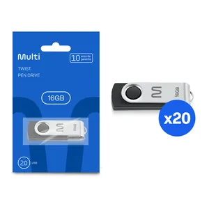 Combo 20 unidades do Pen Drive Twist 16GB USB Leitura 10MB/s e Gravação 3MB/s Preto Multilaser - PD5881K PD5881K