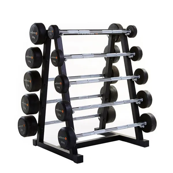Kit 10 Barras Retas Montadas Emborrachadas (10Kg a 46Kg) Wellness - WK031 WK031