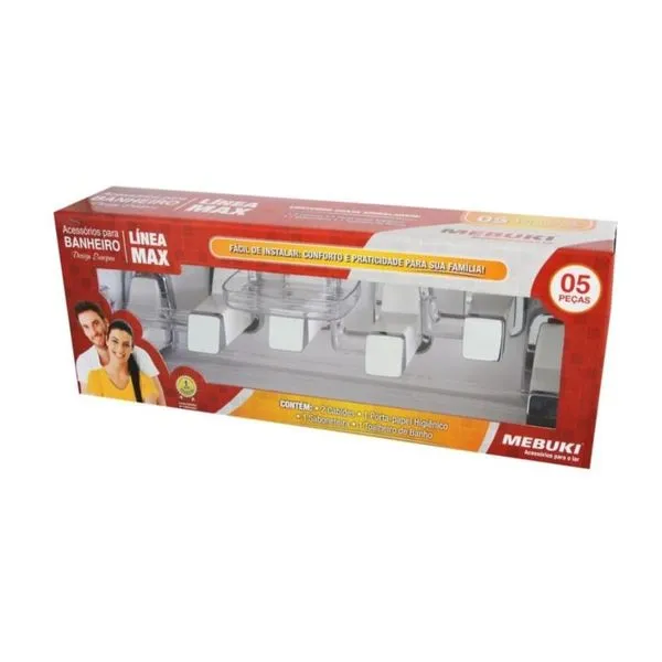 Kit Acessórios para Fixar ABS Max com 5 peças Mebuki Kit Acessórios para Fixar ABS Max com 5 peças Branco/Cromado