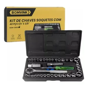 Kit Jogo de Chaves Soquete 40 Peças 1/4" e 3/8" Bomvink Kit Jogo de Chaves Soquete 40 Peças 1/4 e 3/8 Bomvink