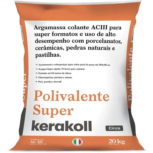 Argamassa Interna/Externa AC3 Polivalente Super Cinza 20kg Kerakoll Argamassa Interna/Externa ACIII Polivalente Super Cinza 20kg Kerakoll