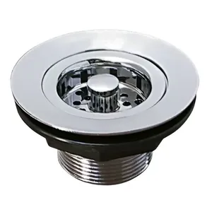 Válvula para Pia Americana com Cesto 1.1/2" Grap Válvula Plástica Pia Americana com Cesta Cromado 1.1/2" Grap